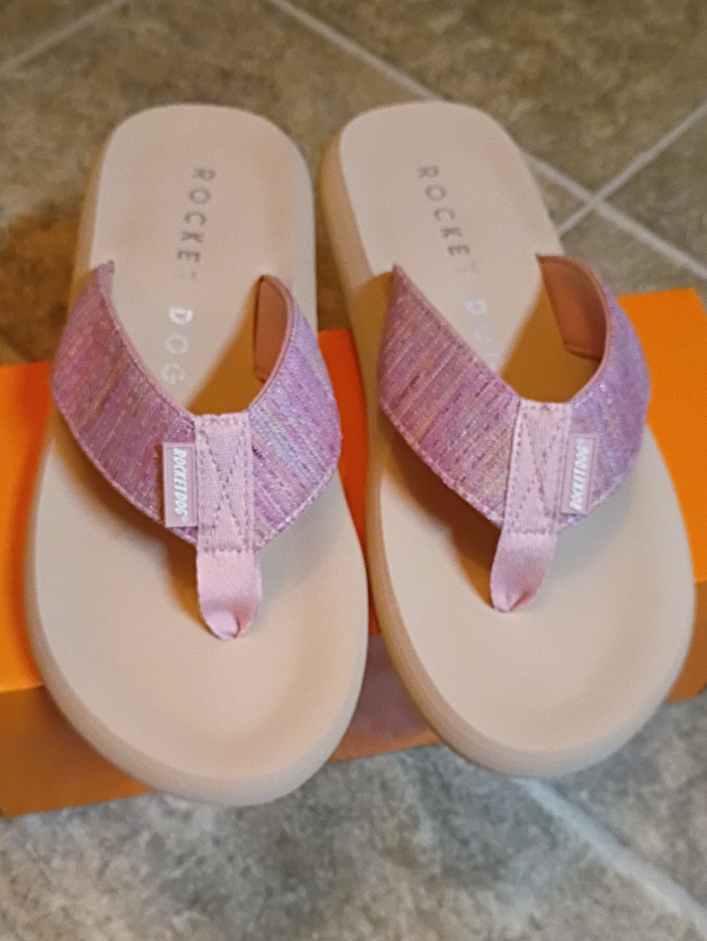 Rocket Dog NWT/BOX Sparkle Pink Lavender Thong Sandals Women's Size 10 - Picture 4 of 16